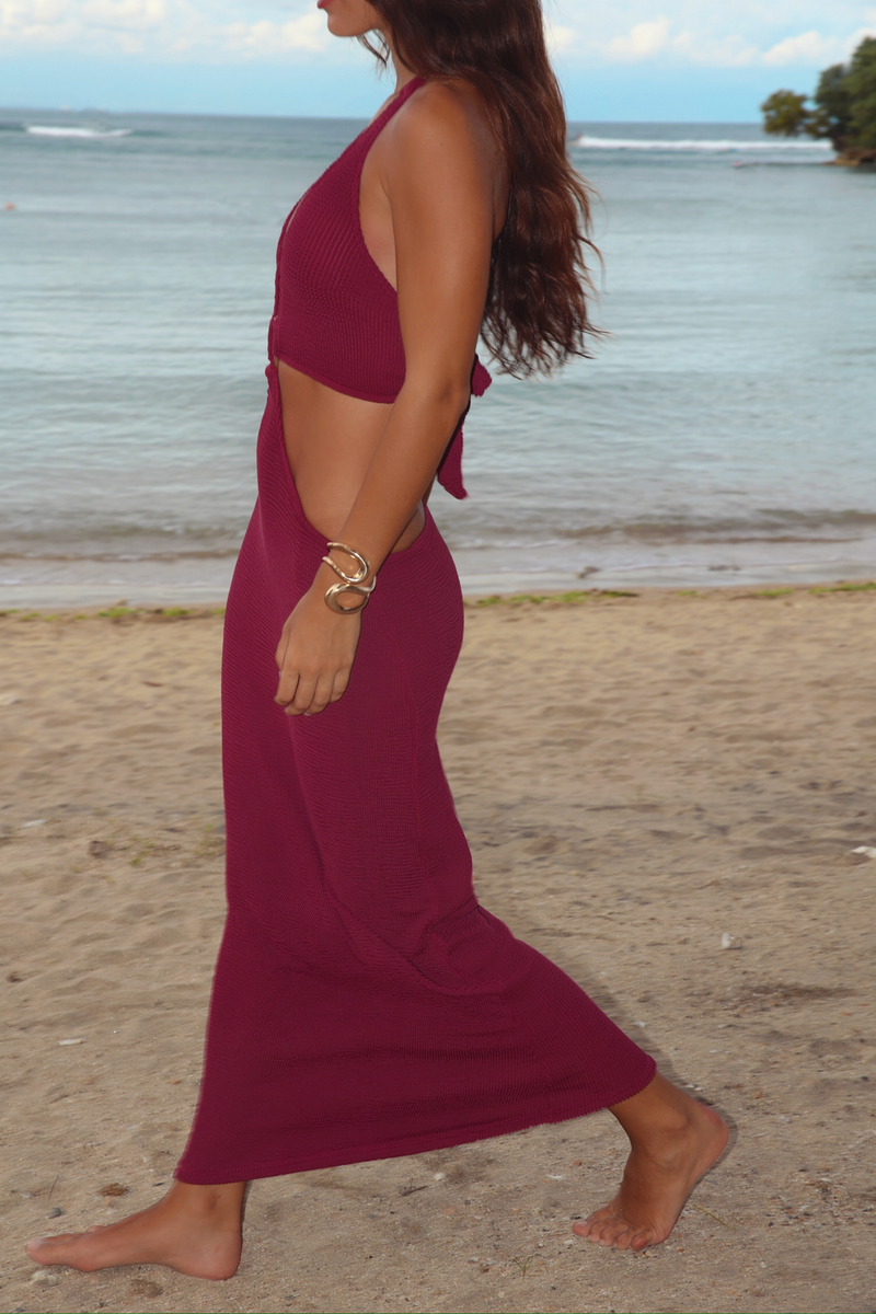 'Merlot' Rhodes Cut-Out Maxi Dress