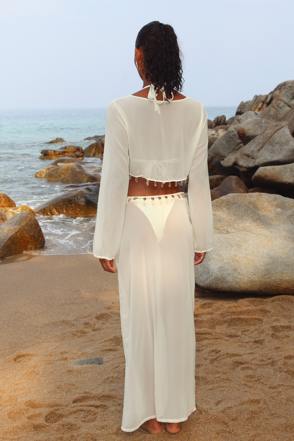 'Flamenco' Coconut Puka Maxi Skirt