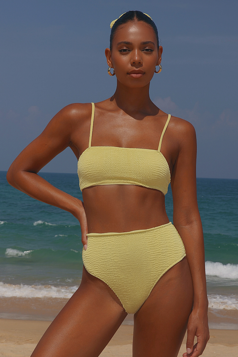 'Lemon' Scrunch High Waist Bikini Bottoms