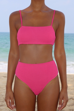 'Raspberry' Scrunch High Waist Bikini Bottoms