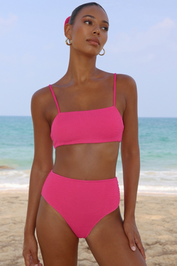 'Raspberry' Scrunch Crop Bikini Top