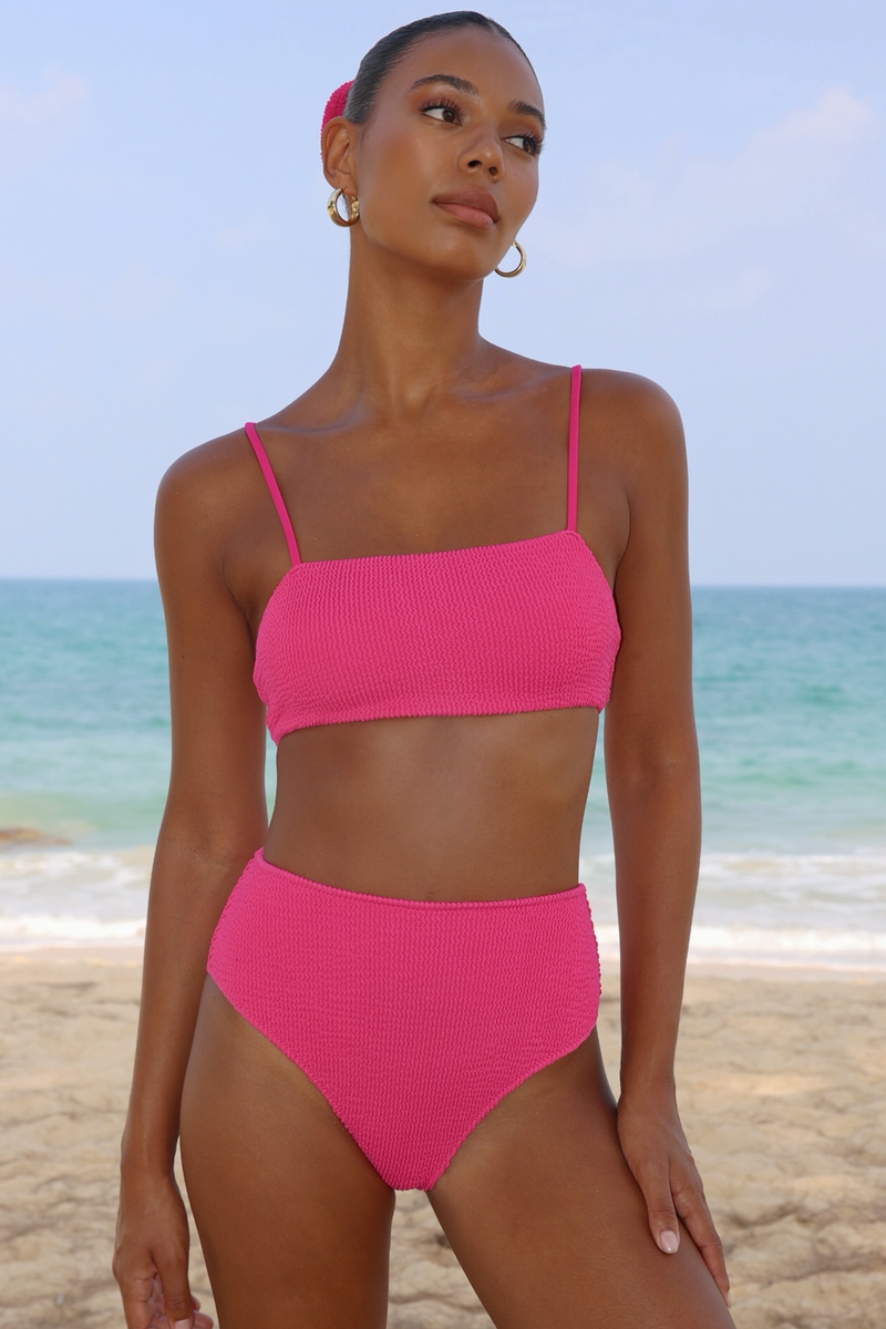 'Raspberry' Scrunch Crop Bikini Top