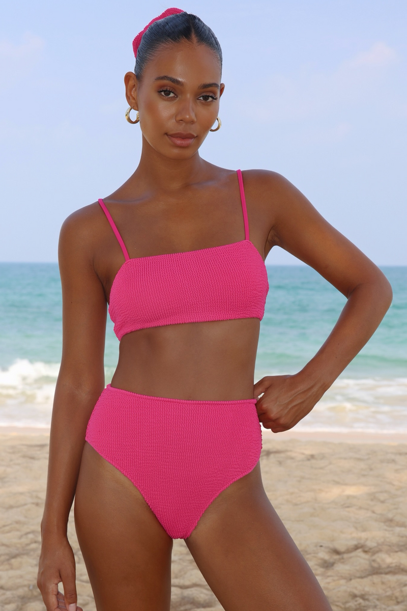'Raspberry' Scrunch Crop Bikini Top