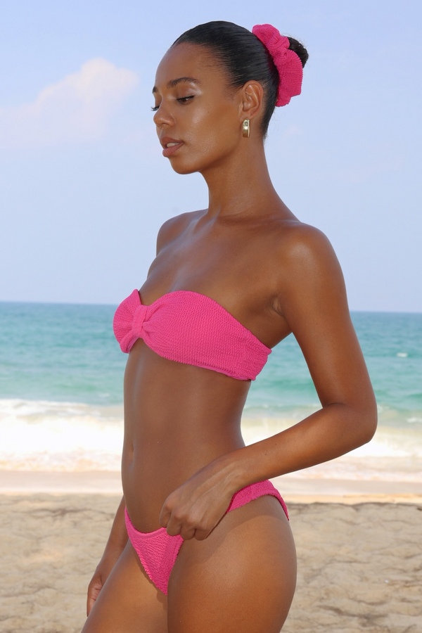 'Raspberry' Scrunch Bandeau Bikini Top