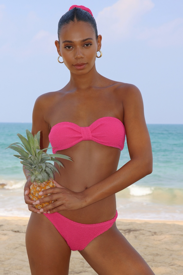 'Raspberry' Scrunch Bandeau Bikini Top
