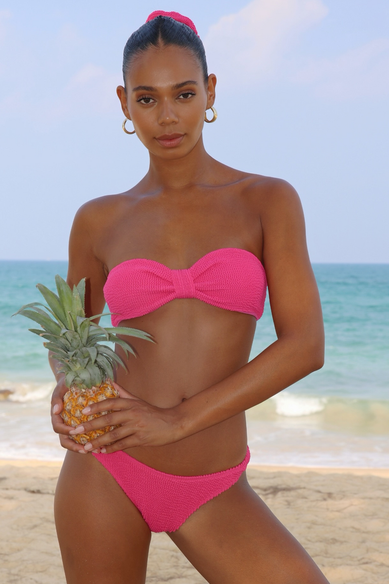 'Raspberry' Scrunch Bandeau Bikini Top