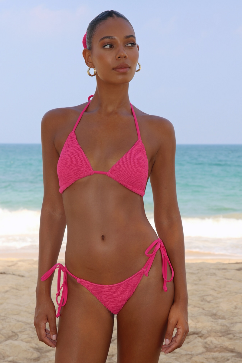 'Raspberry' Scrunch Triangle Bikini Top