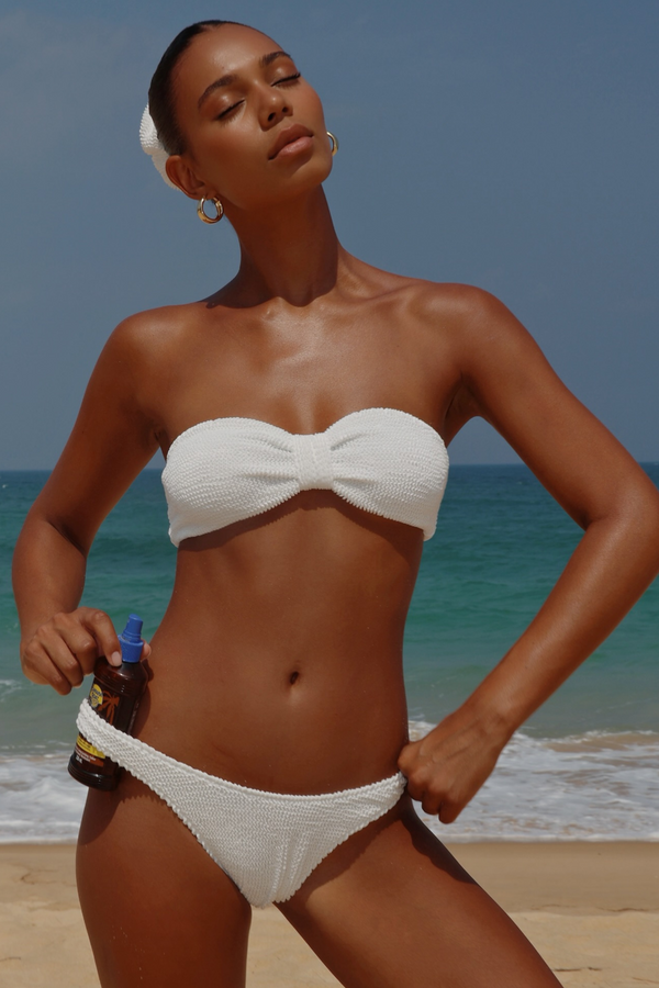 'White' Scrunch Bandeau Bikini Top