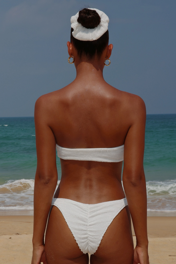 'White' Scrunch Bandeau Bikini Top