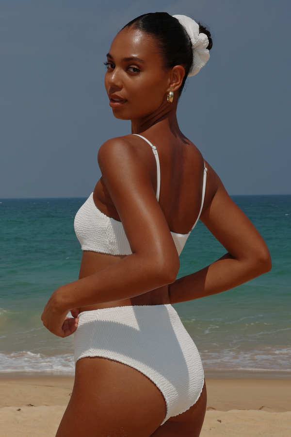 'White' Scrunch Crop Bikini Top