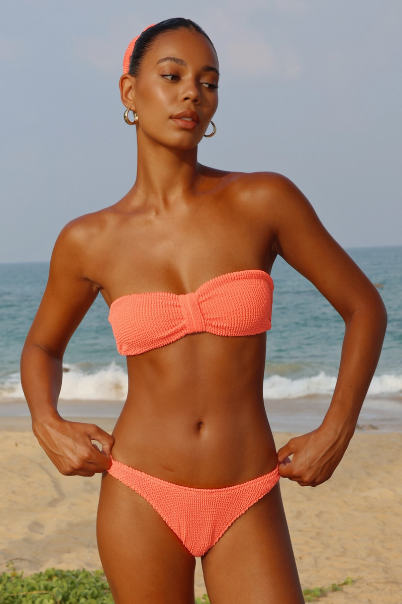 'Coral' Scrunch Bandeau Bikini Top