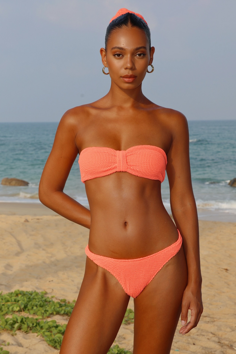 'Coral' Scrunch Bandeau Bikini Top