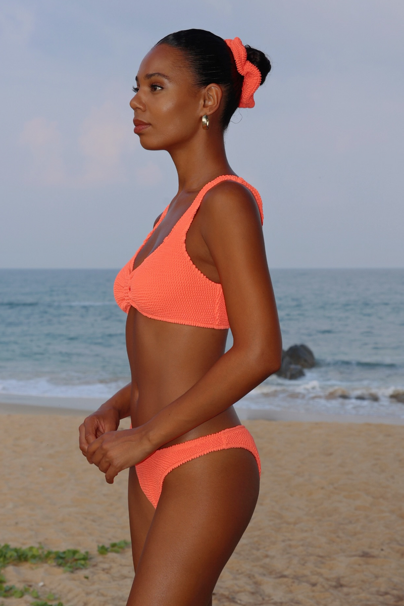'Coral' Scrunch Knot Bikini Top
