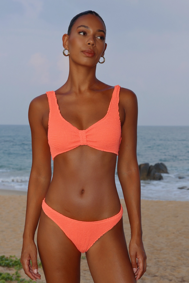 'Coral' Scrunch Knot Bikini Top