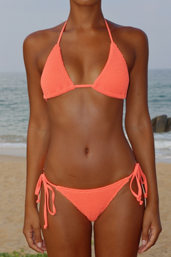 'Coral' Scrunch Tie Side Bikini Bottoms