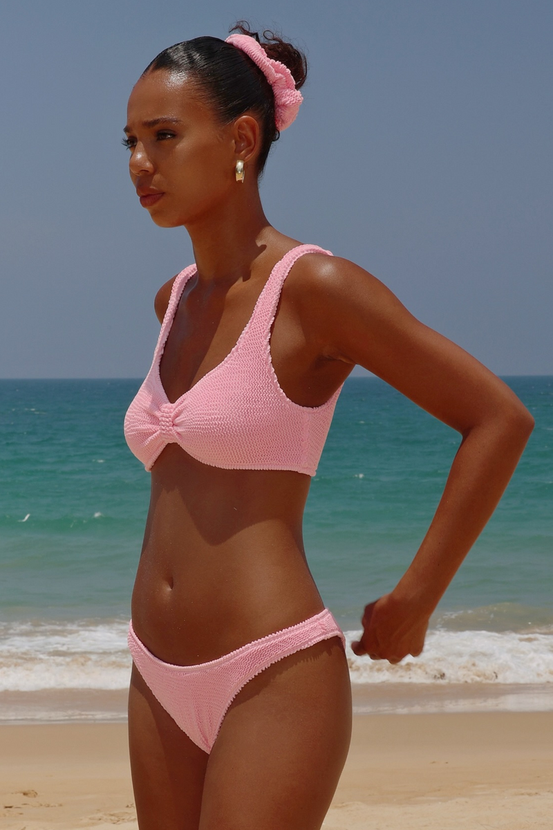 'Baby Pink' Scrunch Knot Bikini Top
