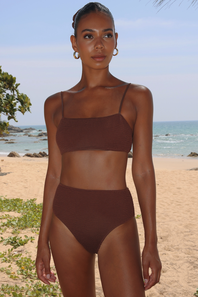 'Coffee' Scrunch High Waist Bikini Bottoms
